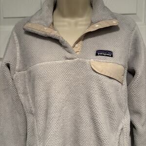 Patagonia Women’s Polartec retool Fleece Pullover Jacket Cream Beige Sz M Snap-T
